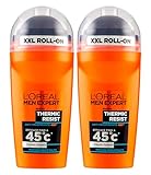L'Oréal Paris Men Expert Thermic Resist Deodorant Roll-On Anti-Transpirant 48h Schutz Ceramic System Technologie gegen schlechte Gerüche mit XXL-Kopf - 2 Flaschen à 50 ml