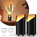 BENMA LED Uplight Spot 2 Stück, 7W Bodenstrahler, LED Bodenleuchte zur indirekten Beleuchtung, Standleuchte inklusive GU10 Lampe 500LM, Warmes Licht mit 3000 Kelvin, Schwarz