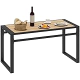 YITAHOME Gartentisch mit Schirmloch, Garten Couchtisch, Outdoor Kaffeetisch mit WPC-Holzplatte, Metall Rahmen Allwetter Bistro Tisch für Garten, Hinterhof, Veranda, 109 x 50 x 55 cm