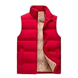 Fleece Weste Herren Thermo Reißverschluss Arbeitsweste Einfarbig Stehkragen Steppweste Ärmellos Anglerweste mit Tasche Autumn Winter Fleeceweste Regular Fit Vest Gilet für Jogging Camping Wanderungen