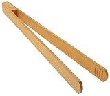 teemando® Grillzange aus edlem Kirsch-Holz, 30 cm, für Bratwurst, Steaks & Gemüse