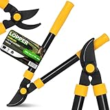 Instalguru Heckenschere Gartenschere 390 mm Baumschere Astschere Astschneider Baumschneider Reben Rosen Lang Schere Amboss-Schere Rosenschere Getriebeastschere