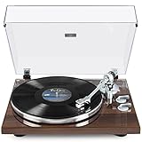 SeeYing Plattenspieler mit Riemenantrieb Bluetooth Vinyl-Schallplattenspieler 33 oder 45 U/min mit Phono Vorverstärker Magnetkartusche und Gegengewicht Drahtlose Ausgangskonnektivität
