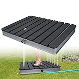 HENGMEI Gartendusche Bodendusche Outdoor WPC Campingdusche Außendusche Saunadusche rutschfest Wetterfest Aluminium Standfläche bis 4 m Fontänenhöhe Fußboden Dusche (Anthrazit - Rechteckig)