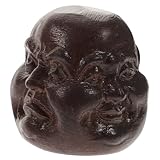SOLUSTRE Delikate Miniatur Buddha Kopf Holzschnitzerei Handgefertigte Holzfigur Feng Shui Deko Ornament für Zuhause und Büro