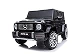 FINOOS Kinder Elektroauto Mercedes G63 AMG 12V Kinderauto Elektrisch mit Fernbedienung - Ledersitz - Gummi Reifen Elektroauto für Kinder (Schwarz)