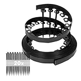 GARDENIX Flexible Rasenkante Kunststoff - Wetterbeständige Rasenabgrenzung Beeteinfassung Rund - Blumenbeet Umrandung - Schwarz, 10 m, 20 Erdanker, 4 cm Höhe für Gärten und Mähroboter