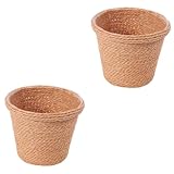 Gogogmee 2 STK Blumentopf Aus Stroh Blumentopf Aus Geflochtenem Korb Pflanzgefäß Aus Seegras Für Den Innenbereich Aufbewahrungskorb Retro-mülleimer Sukkulenten-übertopf Khaki Premium-algen