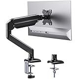 ErGear Monitor Halterung für 13~32 Zoll Bildschirme, Verstellbare Gasfeder Monitor Arm Hält bis 10 kg, Monitor Stand mit C-Klemme Und Tüllenbasis, VESA 75 & 100 mm, Dreht, Neigungen, Schwenken