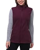 33,000ft Damen Fleece Weste Jacke Standkragen Ultraleicht Outdoor Westen Tops mit Taschen Reißverschluss Gilets Damenweste Dunkelrot 40