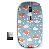 KAWAMOUSE 2,4 G Ergonomische tragbare USB-Funkmaus für PC, Laptop, Computer, Notebook mit Nano-Empfänger (süßes Fuchstier)