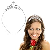 WLLHYF Silber Prinzessin Krone Kristall Schärpe Tiara Strass Stirnband Haarschmuck für Frauen Mädchen Geburtstag Weihnachten Dekoration Braut Hochzeit Haarbänder Schmuck