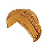 Ethnische Wrap Kopfbezug Bohemian Cancer Zopf hat Turban Mütze Lustige Hüte Party (Yellow, One Size)