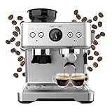 Cecotec Express-Kaffeemaschine, 20 bar, 20 bar, Barista Maestro, 2.250 W, Manometer, 2 Thermoblocks, schwenkbare Dampfdüse, Kaffeebohnenbehälter und Mühle mit 20 Stufen