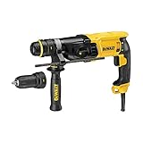 DEWALT SDS Plus Kombibohrhammer / Schlagbohrmaschine (800 Watt, max. Bohrleistung (Beton) 26 mm, Schnellwechsel-Bohrfutter, Drehstopp für Meißelarbeiten, Sicherheitskupplung, inkl. Tstak-Box), D25134K