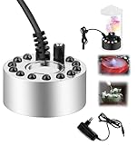 Ultraschall Vernebler, Mini Nebelmaschine Nebler Fogger, mit 12 LED Fogger, Ultraschall Nebelmaschine, Ultrasonic Fog Maker, Mini Nebelhersteller für Springbrunnen, Teich, Nebel Weihnachtsdekoration