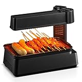 WFUAHA Elektrischer BBQ-Grill, Elektrischer Haushaltsgrill, Rauchfreie Antihaftbeschichtete Barbecue-Grillmaschine, EIN-Knopf-Doppelgangregulierung, Antihaftbeschichtete Backform, Für Party, Camping