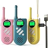 Inspireyes Walkie Talkie Kinder Aufladbar, 48 Stunden Arbeitszeit, Geschenke für Jungen Mädchen, Outdoor Wandern Camping, Geschenk für Jungen im Alter von 8–12 Jahren, 3–5 Mädchen, 3er Set