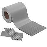 SONGMICS PVC Sichtschutzstreifen, Zaunfolie 40 m x 19 cm, extra dick und Blickdicht, mit 25 x Befestigungsclips, hellgrau GPJ040Q