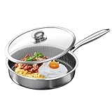 Generisch Nonstick Frying Pan, Induction Skillet Cookware, Stainless Steel Pot with Lid, Heat-Resistant Cooking Surfaces, Multi-Stove Compatibility for Kitchen, Restaurant & Camping, Black