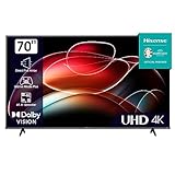 Hisense 70E6KT 177cm (70 Zoll) Fernseher, 4K UHD, HDR, Dolby Vision, Triple Tuner DVB-C/S/ S2/ T/ T2, Smart-TV, Bluetooth, WiFi, Alexa Built-In, DTS Virtual X, Hotel Mode, Schwarz [2023]