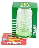 sefrado Bundle 1 x Cola Glas Grün McDonalds 2025-20 Jahre Jubiläums Sammel Gläser kompatibel mit exclusivem Untersetzer