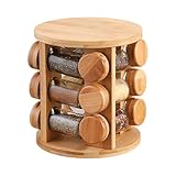Acunny Drehbares Gewürzdrehkreuz – Gewürzständer aus Holz für Arbeitsplatte – Aufbewahrung für Salz – Speisekammer – für vielbeschäftigte Eltern-Kochanfänger