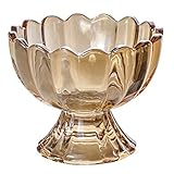 Luxshiny Glasschalen Glas Dessertschalen Geprägte Eisbecher Breite Öffnung Pudding Tassen Kleine Füße Dessertbecher Klar Kristall Glas Servierschalen für Parfait Dessert Nüsse Eisbecher Eisbecher