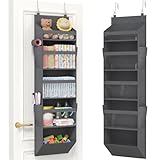 Lifewit Türorganizer Hängeorganizer, 5 Regal klar Fenster hängende Lagerung mit 4 Mesh Seitentaschen, Tür Organizer, Hängeaufbewahrung Benutzt für Bad, Schlafzimmer, Wohnheim, Grau,140 cm(H) 1 Pack