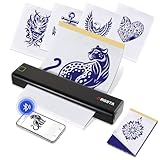 ORGSTA S008 Tätowier Schablonendrucker Bluetooth Thermodrucker Tattoo mit 10 Stück Papier, Tattoo Vorlage Ducker Kabelloser Thermodrucker für Künstler und Anfänger