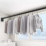 Verstellbare Kleiderstange ohne Bohren, Edelstahl, Schrankstange, schwarz, Kleider-Organizer, passend für Kleidung und Duschvorhang von 0,91,6 m