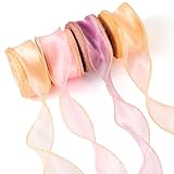 Elecrelive Organzaband, 4 Farben, 4 Farben, 4,3 cm, schimmernd, Chiffon, dekorative Bänder, Tüllbesatz, Spitze, 40 m, für Blumen, Blumenstrauß, Geschenkverpackung, Kostüm, DIY, Hochzeit, Handwerk