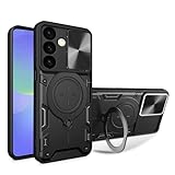 Sougak Hülle für Samsung Galaxy A56 5G, Kameraschutz Handyhülle mit Ständer Ringhalter, Militärische Stoßfeste Sturzsicher Schutzhülle Langlebig Handyhülle Unsichtbarem Ständer, Schwarz