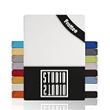 STUDIO Basic Frottee Spannbettlaken 90x200cm – weiches Frottee-Spannbetttuch aus 80 % Baumwolle & 20 % Polyester – Weiß – Öko-Tex Zertifiziert, bügelfrei & elastisch – für Matratzen 15–25cm