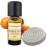 BIO Orangenöl + Duftstein im Set - Orange süss - 100% naturreines ätherisches bio Orangenöl von WUNDERKRAFT.BIO, Aromatherapie & Diffuser geeignet, 10ml Aromaöl, Duftöl