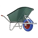 BPA Schubkarre Schubkarren Vollgummi Vollgummirad Vollgummireifen pannensicher Bauschubkarre Scheibtruhe | 100 Liter Mulde Kunststoff | PU Rad kugelgelagert | verzinkter Rahmen | 150kg Tragkraft