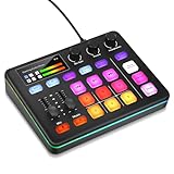Mischpult für PC, Mini Audio Mixer Soundboard, Spielcomputer Soundkarte, Spiel Mixer, Stereo-DJ-Mixer, RGB-Beleuchtung, Voice-over & Stimmveränderung für Live-Streaming, DJing & Recording