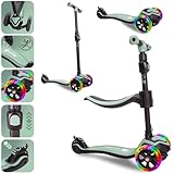 sun baby Roller Scooter Kinder 3 Jahre, LED große 3 Räder, Abnehmbarem Sitz, Kinderroller, Childern's Scooter (Grün)