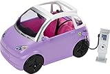 Barbie-Auto, Cabrio, Elektroauto lila mit Ladestation und Kabel, rosa Innenausstattung, bewegliche Räder, Puppe Nicht enthalten, Geschenk für Kinder ab 3 Jahren,HJV36