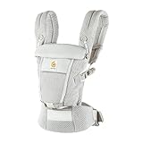 Ergobaby Adapt Babytrage für Neugeborene ab Geburt, 3-Positionen SoftFlex Mesh Ergonomische Babybauchtrage Rückentrage Baby-Tragetasche, Pearl Grey