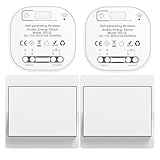 Cerhot funk lichtschalt funkschalt 230v funk lichtschalter ohne batterie set lichtschalter funk wireless light switch funkschalter batterielos funktaster funk-wandschalter für lichter (EU 1Gang 2V2 a)