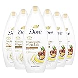 Dove Duschgel Feuchtigkeits-Pflege & Öl Pflegedusche mit Arganöl und 3-fach Feuchtigkeitskomplex für trockene Haut 6x 250 ml