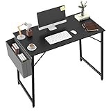 Yansee Schreibtisch Schwarz 80×40×74.5cm Computertisch Bürotisch mit Kopfhörer Halter und Aufbewahrungstasche, Kleiner Schreibtisch Arbeitszimmer Holz PC Tisch Officetisch für Home, Office, Schwarz