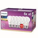 Philips Lighting Philips LED Classic E27 Lampen 6-er Pack (60 W), matte LED Lampen mit warmweißem Licht, energiesparende LED Beleuchtung mit langer Nutzlebensdauer