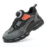 AiryMotion Arbeitsschuhe Herren S3 Sicherheitsschuhe Damen Leicht Stahlkappenschuhe Drehknopf rutschfeste Atmungsaktive Safety Shoes BlackGrey 43 EU