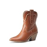 DREAM PAIRS Cowboystiefel Stiefeletten Ankle Booties Damen Boots BRAUN 38 (EUR) SDAB2302W-E