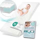 Sun Garden Babymatratze, Kindermatratze 70x140 cm mit Trittkante + Matratzenschoner, Oeko Tex 100 Zertifiziert, Baby Matratze für Babybett, Kinderbett oder Reisebett, Bezug bis 60°C Grad waschbar