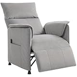 HOMCOM Fernsehsessel Elektrisch TV Sessel mit Liegefunktion Relaxsessel mit Fußteil Seitentasche Verstellbarer Rückenlehne ergonomisch Liegesessel Ruhesessel für Schlafzimmer Wohnzimmer Grau