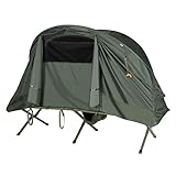 COSTWAY Feldbett mit Zelt für 1 Person, Campingbett Campingzelt mit selbstaufblasender Luftmatratze, wasserdichter Abdeckung, Tragetasche und Schuhaufbewahrungstasche, 200 x 87 x 154 cm (Grün)