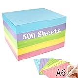 Karteikarten, 500 Stück Karteikarten A6 Liniert, Bunte Lernkarten- 5 Farben Lernkarteikarten Vokabelkarten Notizkarten Index Cards für Büro Haus Schule Lernen 14.8 * 10.5cm